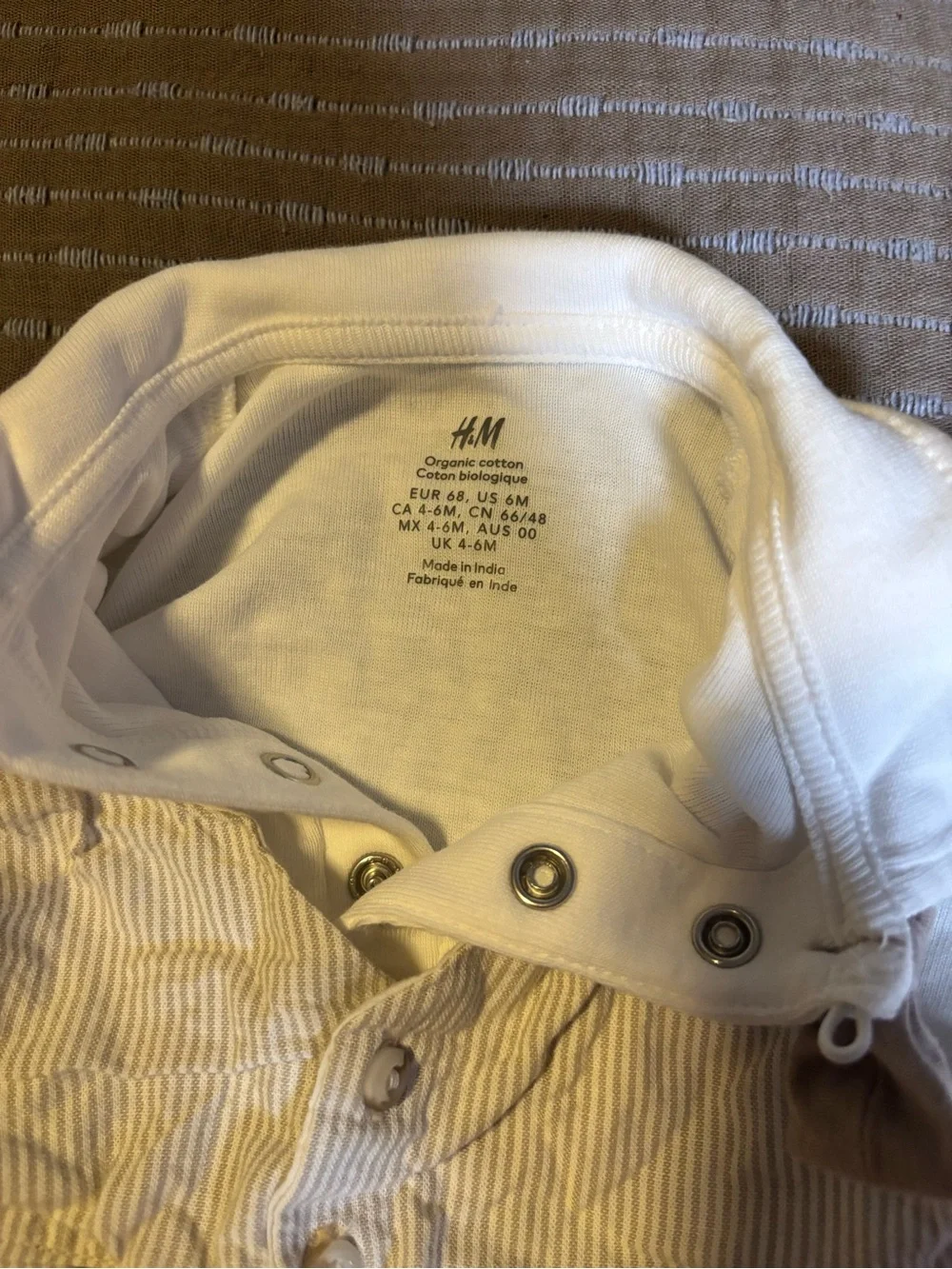 H&M Light Beige/White 2-Piece Dressy Set Attached Vest and Pinstripe Pants 6 Mo